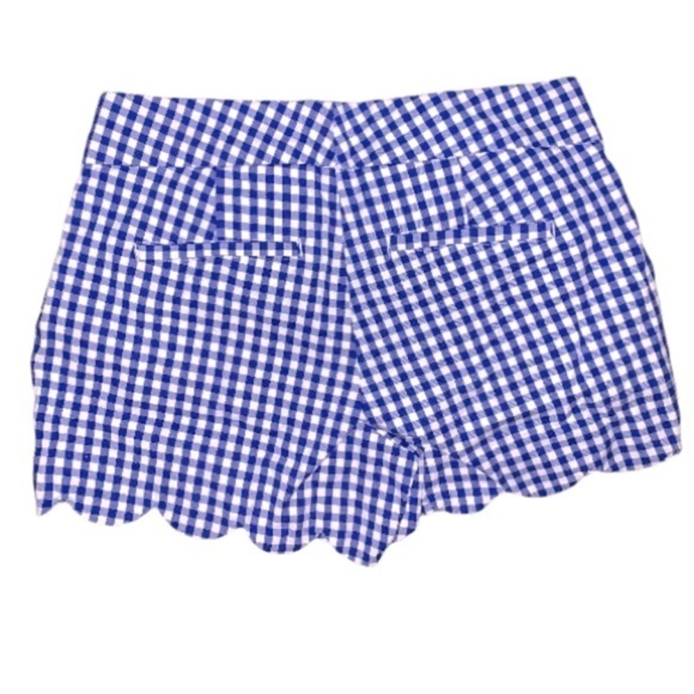 Crown & Ivy blue white plaid scalloped hem shorts - Picture 2 of 3